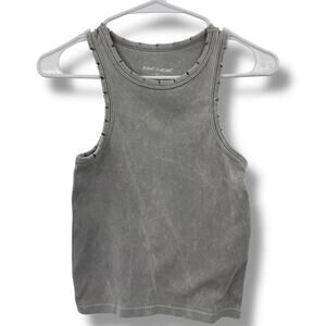 NEW Planet Heart Cropped Tank Top Size Medium Gray Distressed Fitted Sleeveless